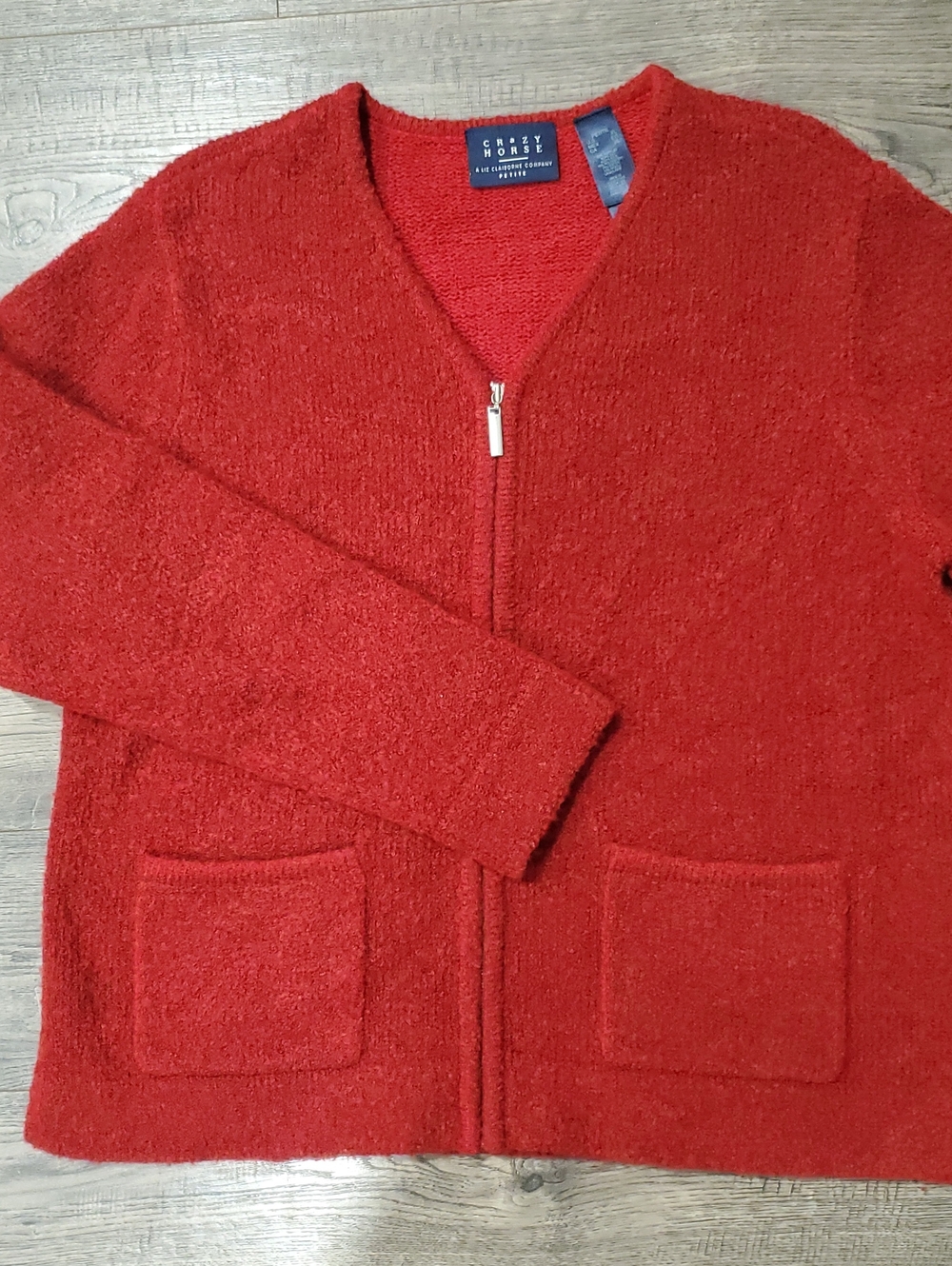 Crazy Horse Red Zip-Front Women's Sweater Cardigan